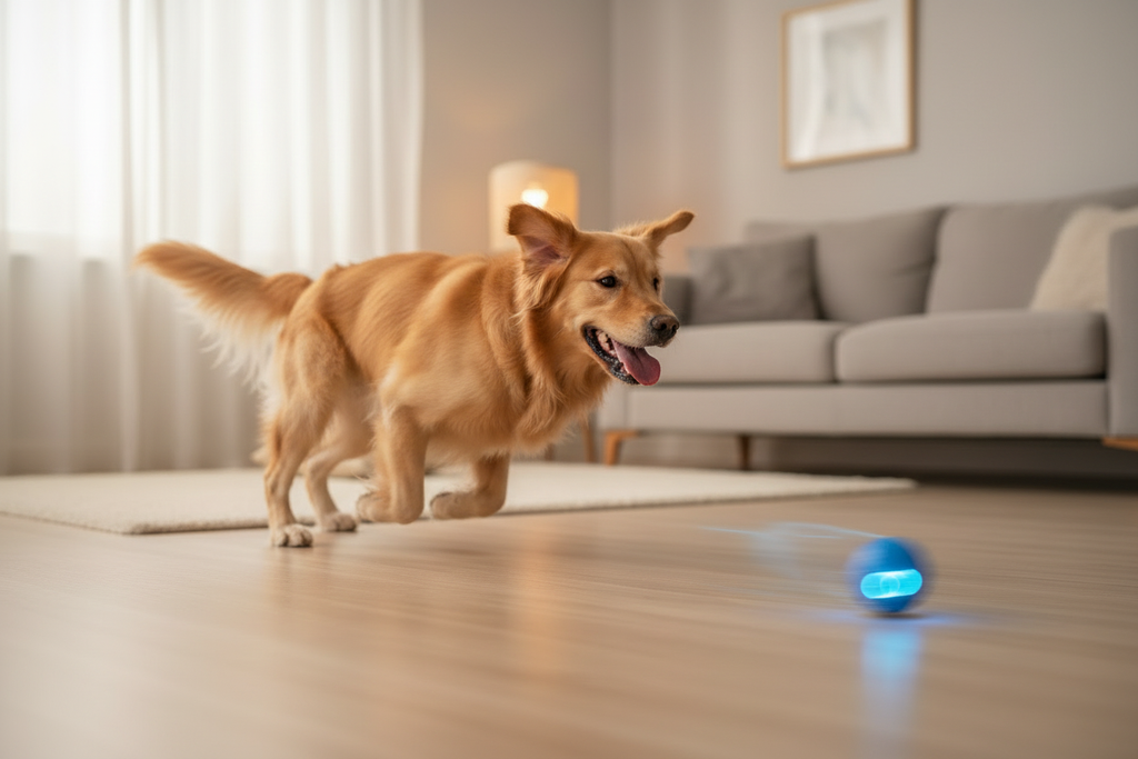 Golden Retriever corriendo tras la SmartBall